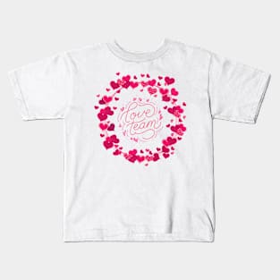 Valentine's Day Heart Wreath Love Team Kids T-Shirt